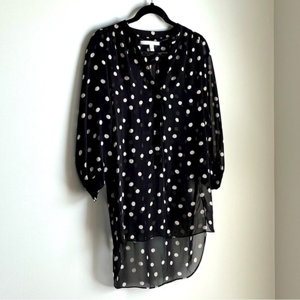 LC Lauren Conrad Hi-Lo Polka Dot Blouse